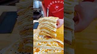 How to make Thousand Layer Pancake with Leavened Dough streetfood satisfyingvideo [upl. by Nahrut641]