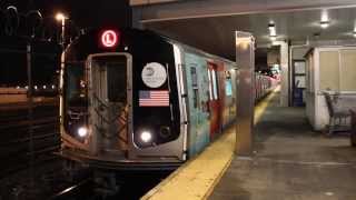 YouTube Ad Wrapped R143 L Train Departs CanarsieRockaway Parkway [upl. by Ahsiemak527]