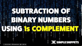 Subtraction of Binary Numbers using 1s Complement Method with Fractions [upl. by Willow798]