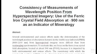 Consistency of Measurements of Wavelength Position From Hyperspectral Imagery Use of the Ferric Iron [upl. by Eenobe]