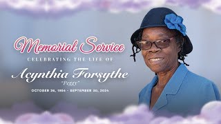 Memorial Service Celebrating the Life of Acynthia Peggy Forsythe  Sabbath November 2 2024  4 PM [upl. by Annav]