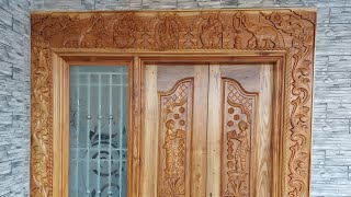 teak wood door  entrance main door design  wooden door model  door carving design [upl. by Hannala408]