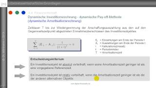 dynamische Amortisationsrechnung  PayoffMethode  Beispiel [upl. by Casar]