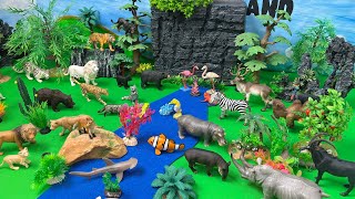 Small World Play Diorama Safari Animals Learn Animal Names Tiger Lion Bear Camel Mô hình động vật [upl. by Antin223]