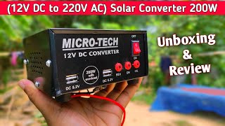 12V DC to 220V AC Solar Converter 200w Unboxing amp Full Details Review [upl. by Robenia]