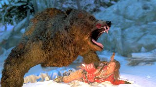 Rise of the Tomb Raider Failed Final Dodge Bear Death Scene [upl. by Xela]