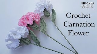 Crochet Carnation Flower ကာနေးရှင်းပန်းထိုးနည်း [upl. by Aokek]