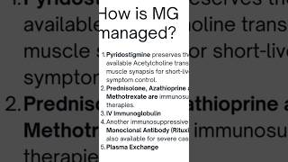 How is Myasthenia Gravis managed myastheniagravis [upl. by Duarte]