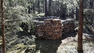 Building a Small Stone House in the Woods  Dry Stone Walling  Day 1719 [upl. by Emmerie]