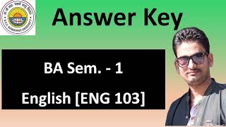 Answer Key ENG 103 BA Semester  1 English End Term Exam Dated 19 012023  DDUGU Gorakhpur [upl. by Kessler]