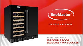 SnoMaster  34 Bottle  95L Pro Series Double Door WineBeverage Cooler  Black VT19DPROBLACK [upl. by Aillicirp205]