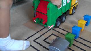 Phillips Bruder Toy Garbage Truck Video [upl. by Aetnahc]