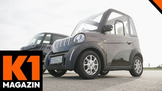 Zwei Sitze ein Akku und 45 kmh ⚡ Elektrische MiniAutos im Test  K1 Magazin [upl. by Nnel677]