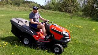 First mower Lawn mower Tractor Husqvarna TC 139 T [upl. by Irallih]