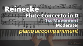 Reinecke  Flute Concerto in D Op283 1st Mov Piano Accompaniment Moderate [upl. by Yarvis]