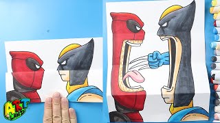 How to Draw Deadpool vs Wolverine Folding Surprise [upl. by Ennovaj]