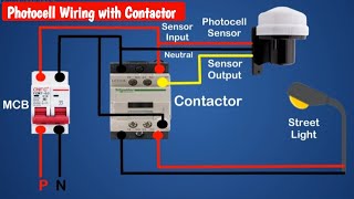 Photocell Sensor Wiring with Contactor  Automatic Day Night Light ONOFF [upl. by Clifford]