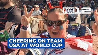 Portlanders fill Courthouse Square to cheer on Team USA in Women’s World Cup watch party [upl. by Mungo]