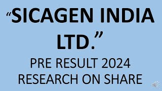 SICAGEN INDIA LTD SHARE RESEARCH  LATEST NEWS ON SICAGEN INDIA LTD  NEWS ON SICAGEN INDIA TODAY [upl. by Notled73]