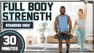 30 Minute Full Body Dumbbell Strength Workout All StandingNo Repeat [upl. by Yorel]