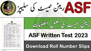 Download ASF Roll Number Slips ASF Written Test Slips 2023 ASI Corporal LDC UDC amp All Post ASF [upl. by Leese]