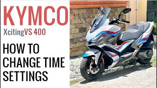 KYMCO XCITING VS 400  HOW TO CHANGE TIME SETTINGS [upl. by Adnirak]