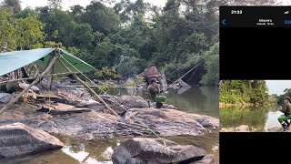 🏕️ACAMPEI em uma ILHA DE UM RIOZINHO fiz uma bela pescaria e comi peixe frito [upl. by Haelam]