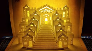 3d Architecture pop up card Kirigami Paper art and craft [upl. by Lawley]