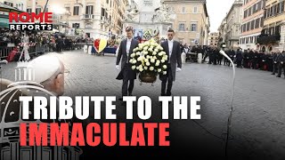 Tribute to the Immaculate Pope Francis fulfills the traditional visit on December 8th [upl. by Isoais]