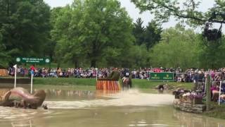 Zara Phillips Tindall Rolex Kentucky 3 day event spectator falls into the water horse cross country [upl. by Kilbride]