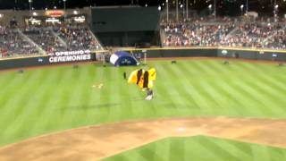 Skydiver lands at TD Ameritrade Park [upl. by Cad]