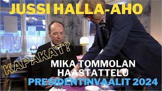 Mika Tommola haastattelee Jussi Hallaahoa kahvilassa presidentin vaaleihin liittyen [upl. by Morrissey103]