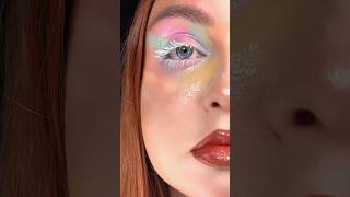 Editorial glossy eyelids makeup tutorial🧡🩵🩷✨ glossyeye editorialmakeup creativemakeup [upl. by Ilrebmik]