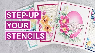 STEPPEDUP Stencils Curved Floral Bundle with Gina K Designs [upl. by Dayir844]