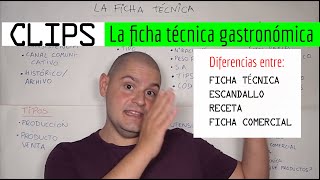 Diferencias entre receta ficha técnica escandallo y ficha comercial  CLIPS de Cocinando [upl. by Anitsyrc]