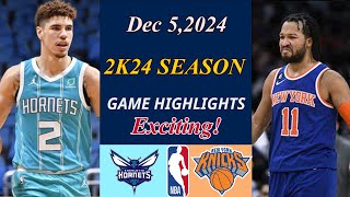 Charlotte Hornets Vs New York Knicks Game Highlights  Dec 5 2024  NBA TODAY  NBA HIGHLIGHTS [upl. by Lonny408]