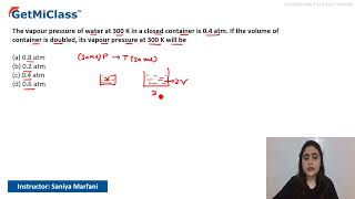 Vapor Pressure with Doubled Volume KCET 11th Chemistry States of Matter [upl. by Kling]