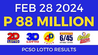 Lotto Result February 28 2024 9pm PCSO [upl. by Tybalt]