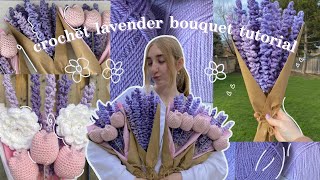 how to crochet a lavender bouquet BEGINNER updated tutorial [upl. by Ttenaj182]