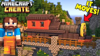 I Build A WORKING TRAIN In Minecraft Create Mod [upl. by Kalbli]