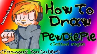 How To Draw Pewdiepie Jaltoid style ✎ Famous Youtuber ✎ YouCanDrawIt ツ 1080p HD [upl. by Inalej]