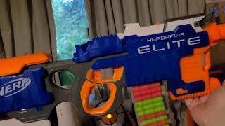 Nerf Elite Hyperfire Foam Dart Blaster Firing Demo [upl. by Calisa]