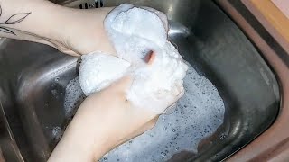 ASMR 🧼✨️ Soapy Sponge Squeezing in Hot Water  Rinse ✨️ 🧽 asmr asmrspongesqueezing [upl. by Petrick]