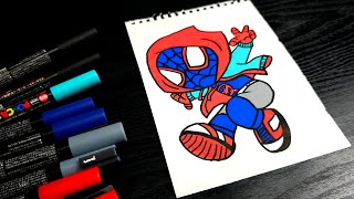 ¡Dibujo de SpiderMan Miles Morales con rotuladores Posca [upl. by Rudman]