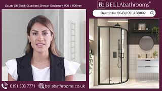 Scudo S6 Matt Black Double Door Quadrant Shower Enclosure 900 x 900mm  Available at Bella Bathrooms [upl. by Doty135]