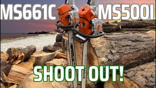 Stihl Ms661c VS 500i 36”amp25” Bars [upl. by Oznola229]