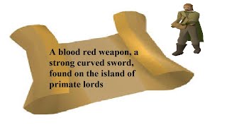 OSRS Clue  A blood red weapon a strong curved sword found on the island of primate lord  Falo Bard [upl. by Poppy464]