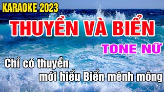 Thuyền Và Biển Karaoke Tone Nữ Nhạc Sống gia huy beat [upl. by Toffey]