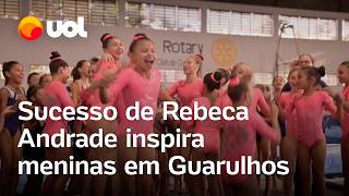 Rebeca Andrade inspira meninas em Guarulhos após chuva de medalhas nas Olimpíadas 2024 [upl. by Anneiv]