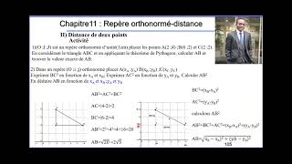 Cours de mathématiques niveau 3e Chapitre11 Repère Orthonormé Distance [upl. by Mmada724]